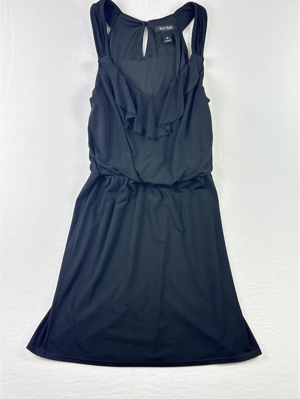 Black sleeveless ruffle-front dress size M